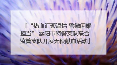 “热血汇聚温情 警徽闪耀担当” 襄阳市特警支队联合监管支队开展无偿献血活动