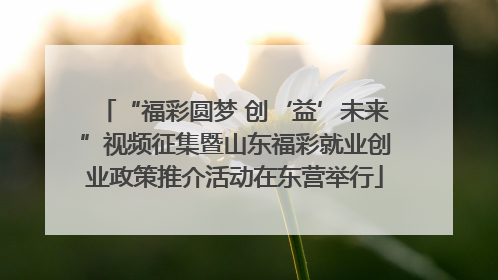 “福彩圆梦 创‘益’未来”视频征集暨山东福彩就业创业政策推介活动在东营举行