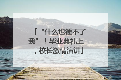 “什么也锤不了我”！毕业典礼上，校长激情演讲