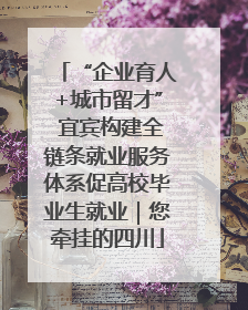 “企业育人+城市留才” 宜宾构建全链条就业服务体系促高校毕业生就业｜您牵挂的四川