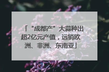 “成都产”大蒜种出超2亿元产值，远销欧洲、非洲、东南亚