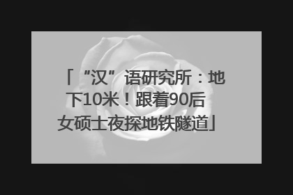 “汉”语研究所：地下10米！跟着90后女硕士夜探地铁隧道