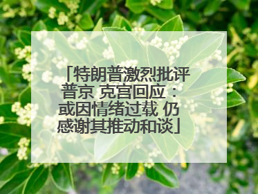 特朗普激烈批评普京 克宫回应：或因情绪过载 仍感谢其推动和谈