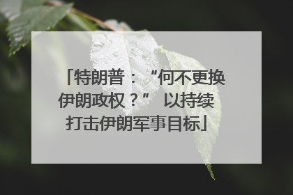 特朗普：“何不更换伊朗政权？” 以持续打击伊朗军事目标