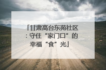 甘肃高台东苑社区：守住“家门口”的幸福“食”光
