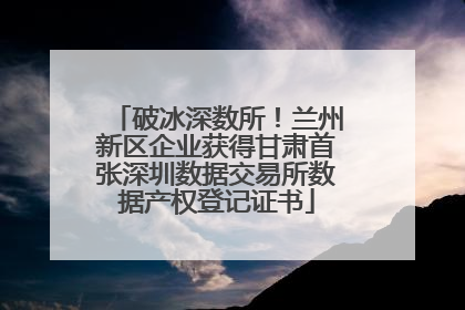 破冰深数所！兰州新区企业获得甘肃首张深圳数据交易所数据产权登记证书