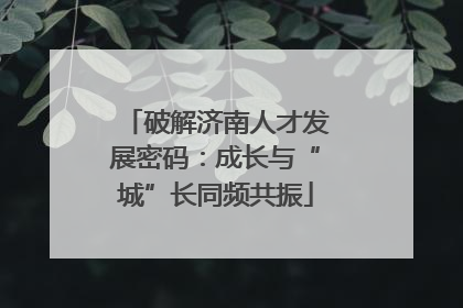 破解济南人才发展密码：成长与“城”长同频共振