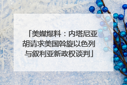 美媒爆料：内塔尼亚胡请求美国斡旋以色列与叙利亚新政权谈判