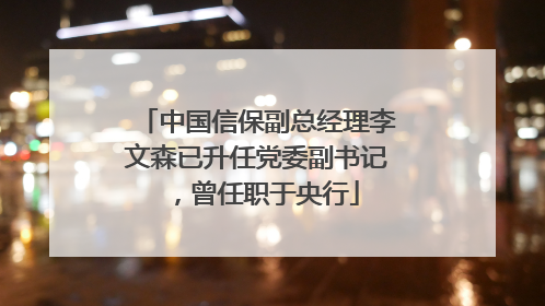 中国信保副总经理李文森已升任党委副书记，曾任职于央行