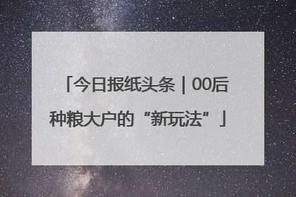 今日报纸头条｜00后种粮大户的“新玩法”
