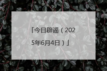 今日辟谣（2025年6月4日）