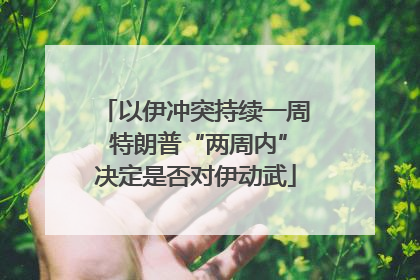 以伊冲突持续一周 特朗普“两周内”决定是否对伊动武