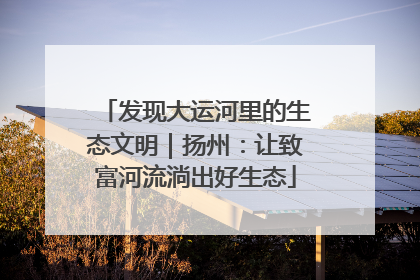 发现大运河里的生态文明｜扬州：让致富河流淌出好生态