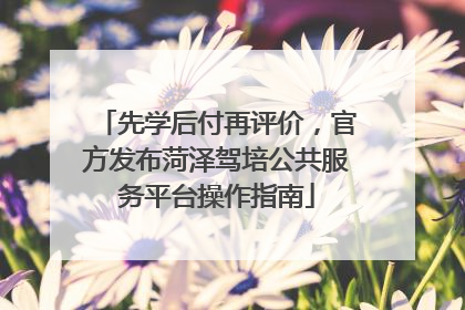 先学后付再评价，官方发布菏泽驾培公共服务平台操作指南
