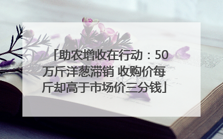 助农增收在行动：50万斤洋葱滞销 收购价每斤却高于市场价三分钱