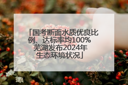 国考断面水质优良比例、达标率均100% 芜湖发布2024年生态环境状况