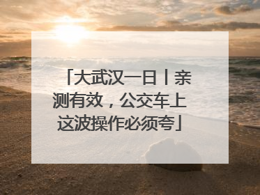 大武汉一日丨亲测有效，公交车上这波操作必须夸