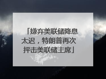 嫌弃美联储降息太迟，特朗普再次抨击美联储主席