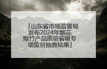 山东省市场监管局发布2024年烟花爆竹产品质量省级专项监督抽查结果