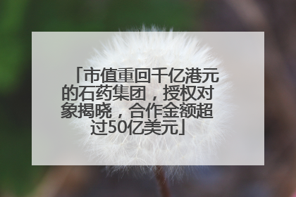 市值重回千亿港元的石药集团，授权对象揭晓，合作金额超过50亿美元