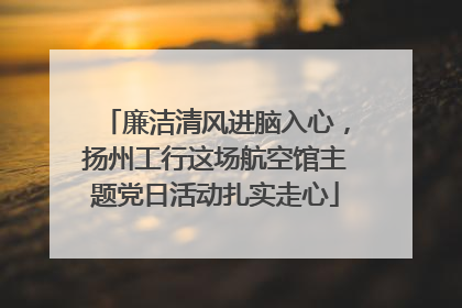 廉洁清风进脑入心，扬州工行这场航空馆主题党日活动扎实走心