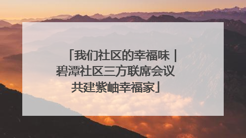 我们社区的幸福味｜碧潭社区三方联席会议共建紫岫幸福家