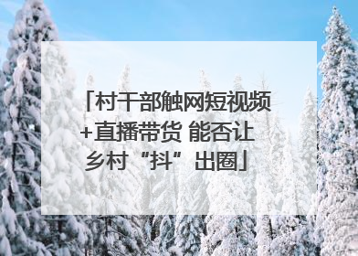 村干部触网短视频+直播带货 能否让乡村“抖”出圈