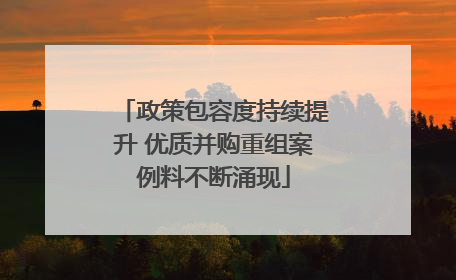 政策包容度持续提升 优质并购重组案例料不断涌现