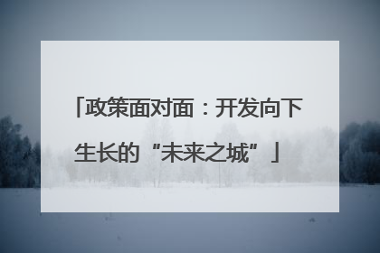 政策面对面：开发向下生长的“未来之城”