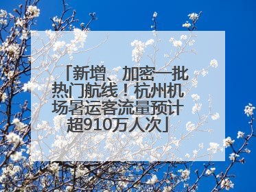 新增、加密一批热门航线！杭州机场暑运客流量预计超910万人次