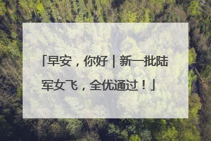 早安，你好｜新一批陆军女飞，全优通过！