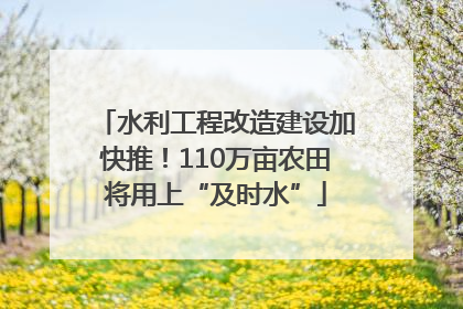 水利工程改造建设加快推！110万亩农田将用上“及时水”