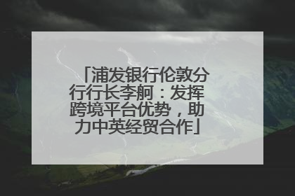 浦发银行伦敦分行行长李舸：发挥跨境平台优势，助力中英经贸合作