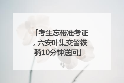 考生忘带准考证，六安叶集交警铁骑10分钟送回