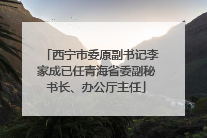 西宁市委原副书记李家成已任青海省委副秘书长、办公厅主任