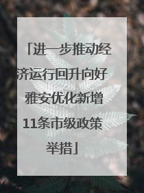 进一步推动经济运行回升向好 雅安优化新增11条市级政策举措