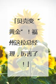 贝壳变“黄金”！福州这位总经理，厉害了！