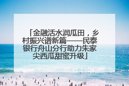 金融活水润瓜田，乡村振兴谱新篇——民泰银行舟山分行助力朱家尖西瓜甜蜜升级