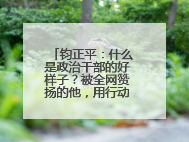 钧正平：什么是政治干部的好样子？被全网赞扬的他，用行动作出了回答