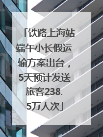铁路上海站端午小长假运输方案出台，5天预计发送旅客238.5万人次