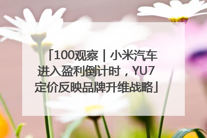 100观察｜小米汽车进入盈利倒计时，YU7定价反映品牌升维战略
