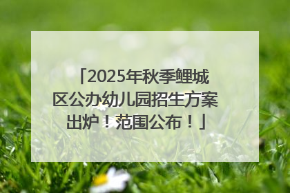 2025年秋季鲤城区公办幼儿园招生方案出炉！范围公布！