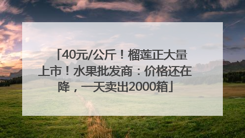 40元/公斤！榴莲正大量上市！水果批发商：价格还在降，一天卖出2000箱